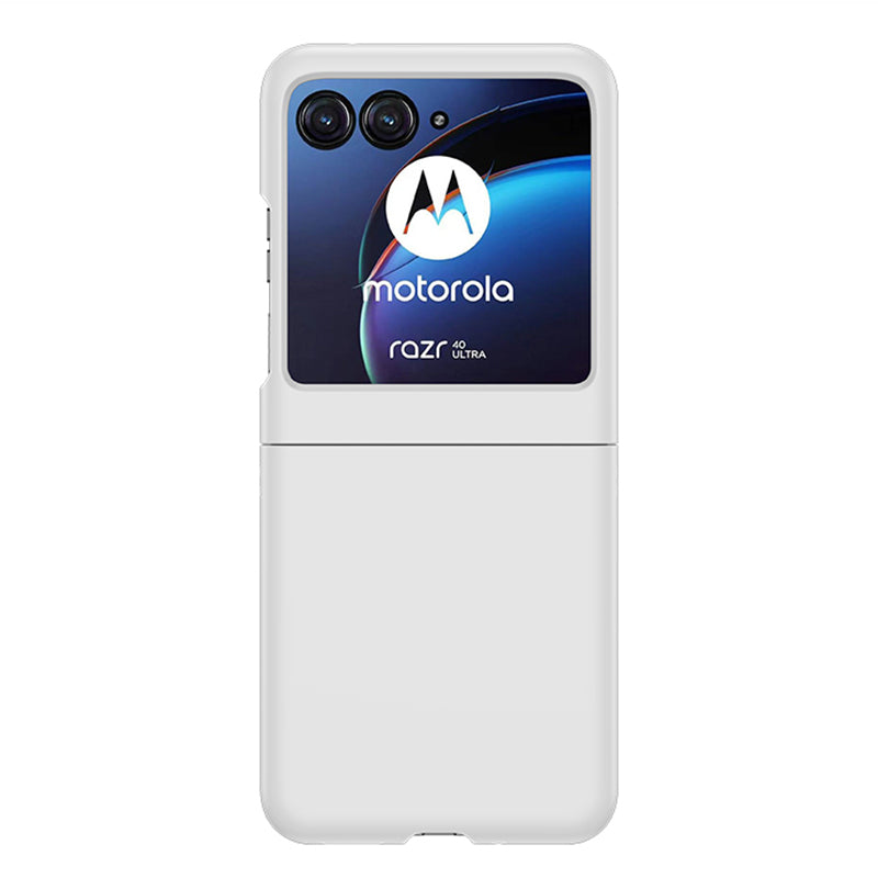 for Motorola Razr 40 Ultra 5G Phone Case Skin-touch PC Cover with Tempered Glass Rear Screen Protector - White