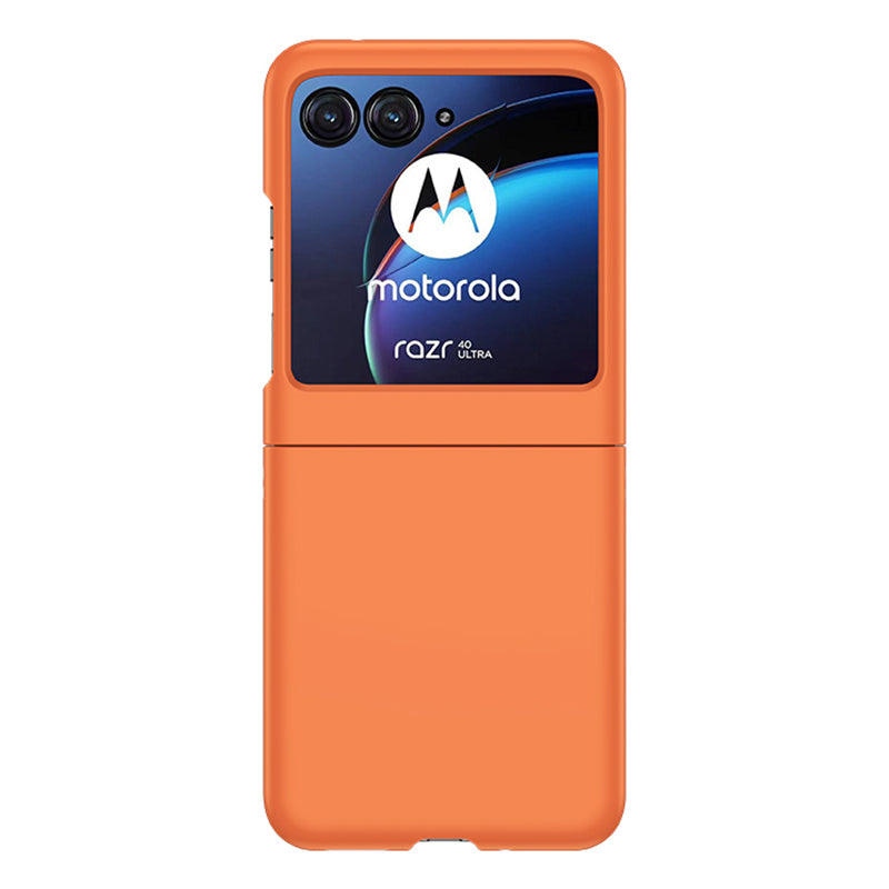 for Motorola Razr 40 Ultra 5G Phone Case Skin-touch PC Cover with Tempered Glass Rear Screen Protector - Orange