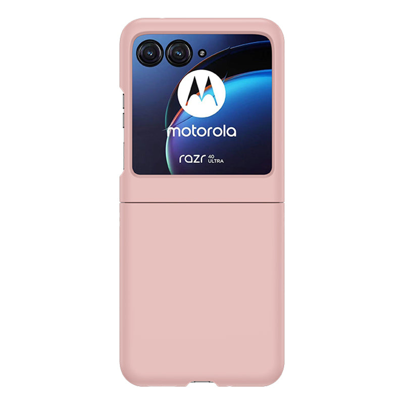 for Motorola Razr 40 Ultra 5G Phone Case Skin-touch PC Cover with Tempered Glass Rear Screen Protector - Pink