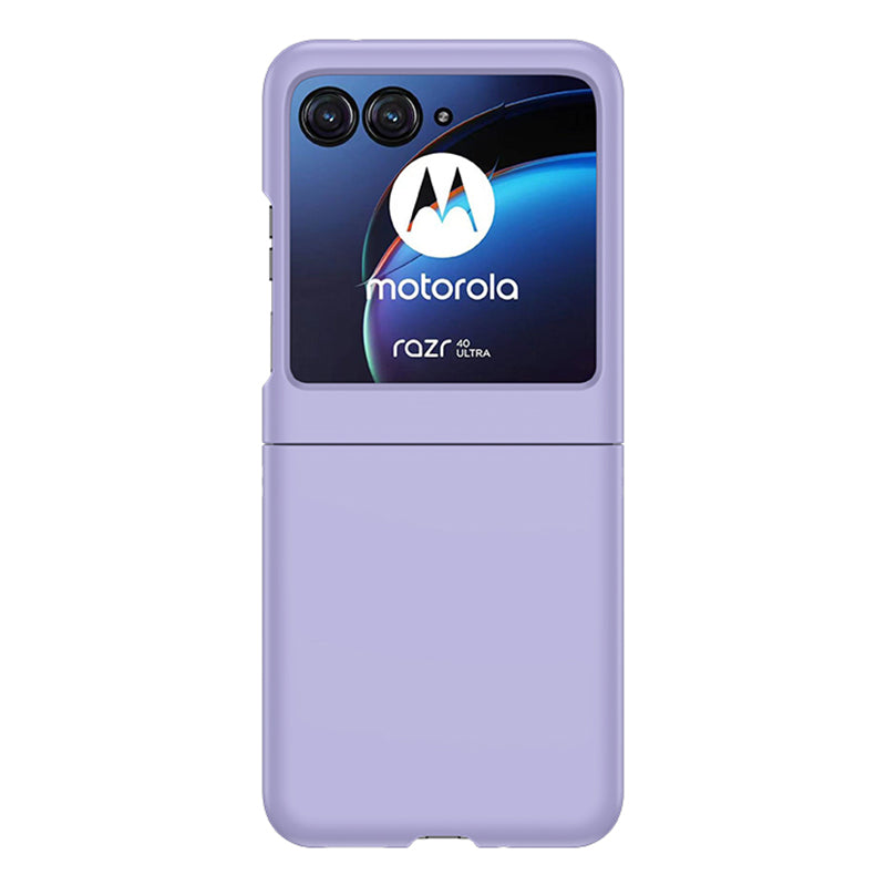 for Motorola Razr 40 Ultra 5G Phone Case Skin-touch PC Cover with Tempered Glass Rear Screen Protector - Purple