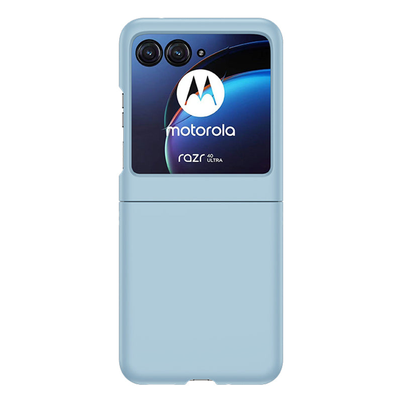 for Motorola Razr 40 Ultra 5G Phone Case Skin-touch PC Cover with Tempered Glass Rear Screen Protector - Baby Blue