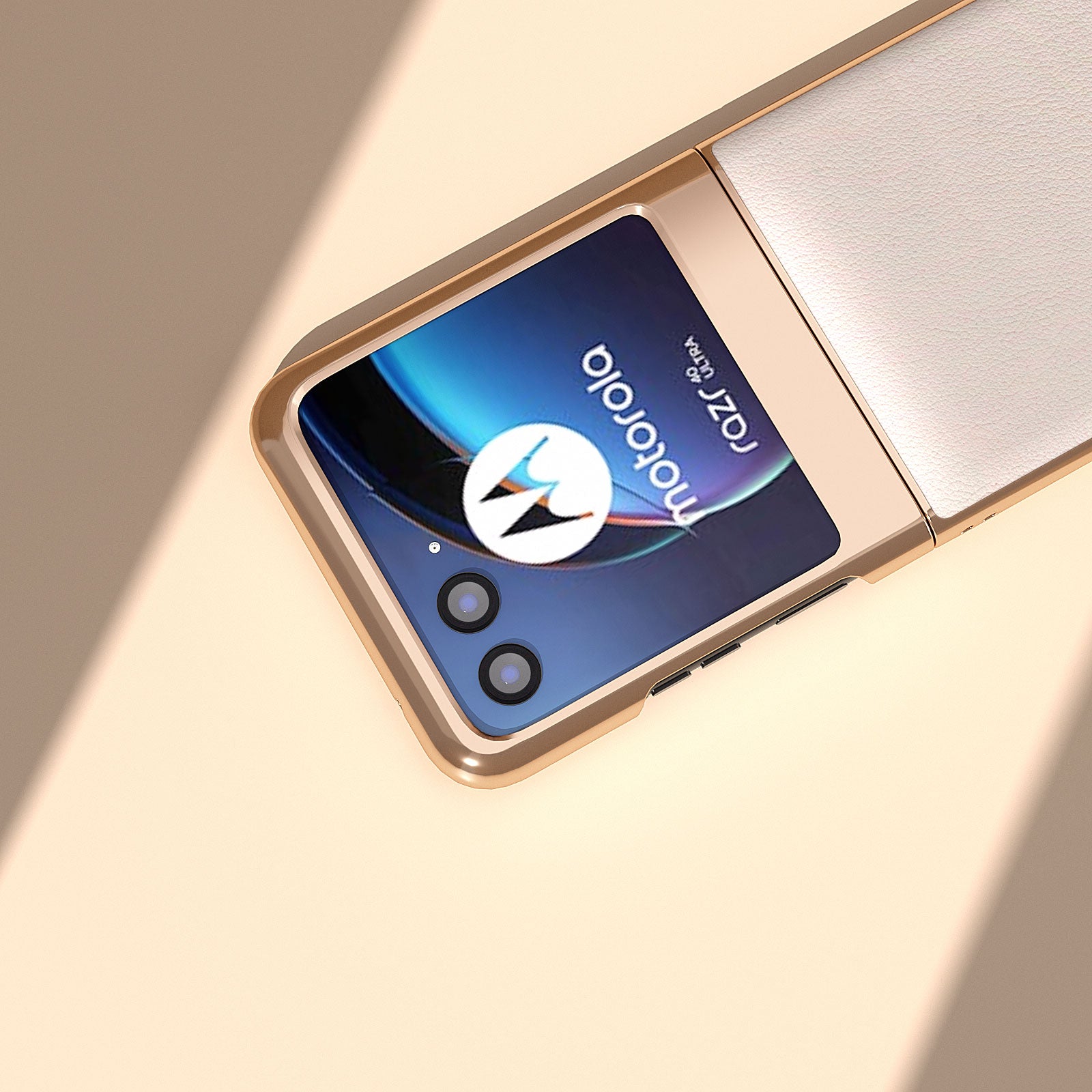 Uniqkart for Motorola Razr 40 Ultra 5G Nano Electroplating Phone Case Genuine Cow Leather+PC Phone Cover - Grey