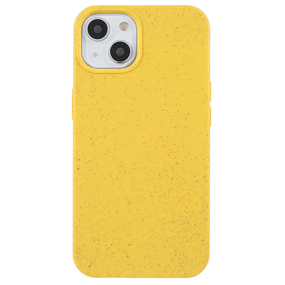 Biodegradable Case for iPhone 15 Plus Starry Sky Series Matte Wheat Straw+TPU Hybrid Phone Cover - Yellow