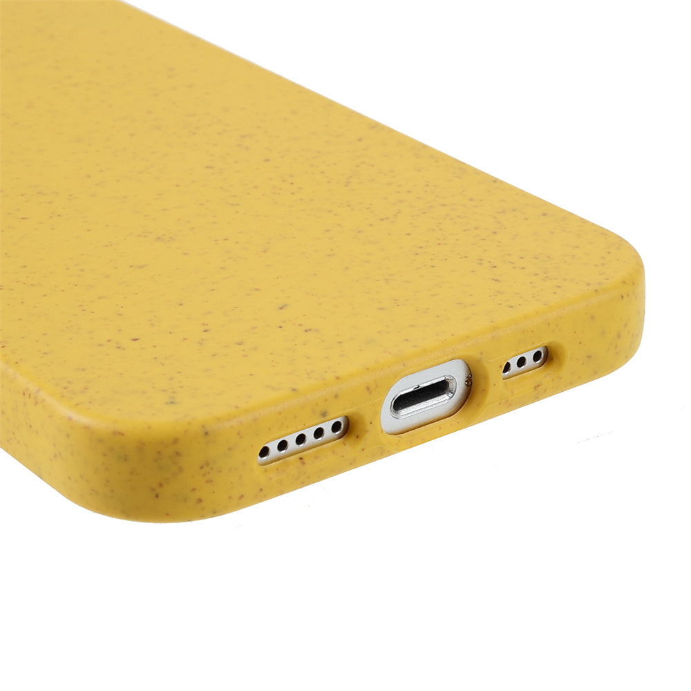 Biodegradable Case for iPhone 15 Plus Starry Sky Series Matte Wheat Straw+TPU Hybrid Phone Cover - Yellow