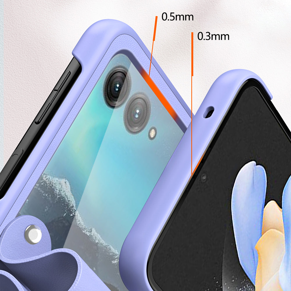 Uniqkart for Motorola Razr 40 Ultra 5G PU Leather + PC Phone Case Finger Strap Kickstand Cover - Dark Green