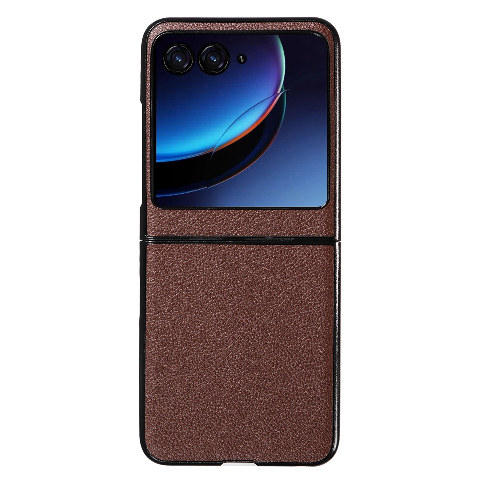 Uniqkart for Motorola Razr 40 Ultra 5G Litchi Texture Phone Case Shockproof Slim PU+PC Cover - Brown