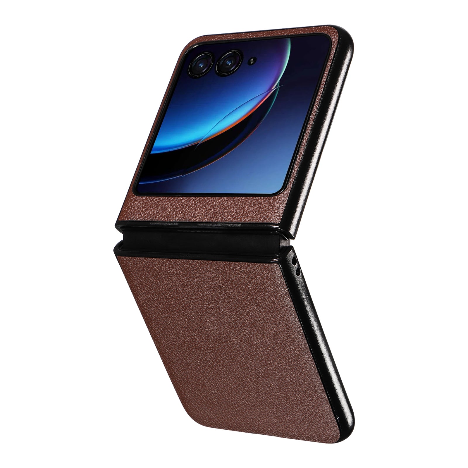 Uniqkart for Motorola Razr 40 Ultra 5G Litchi Texture Phone Case Shockproof Slim PU+PC Cover - Brown