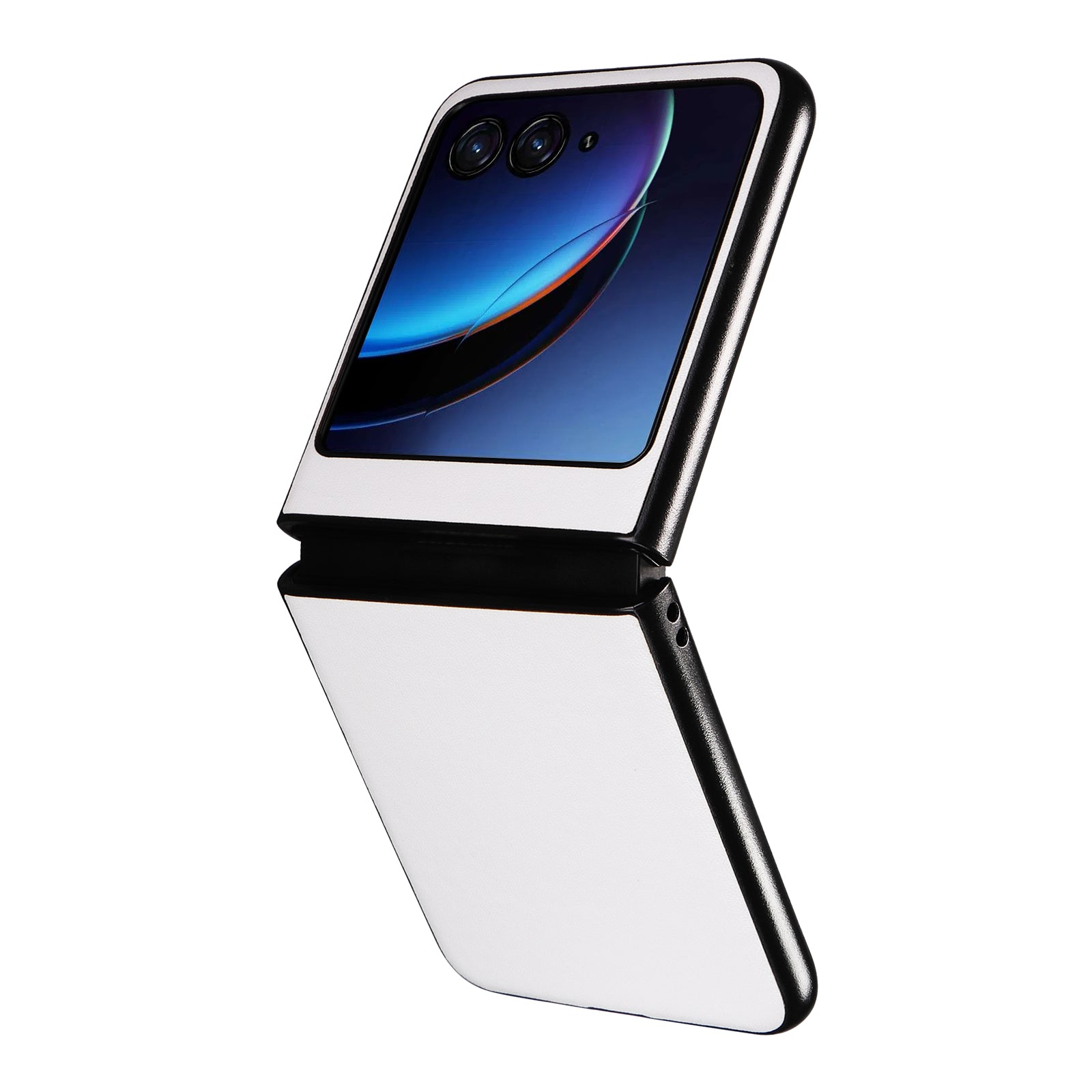 Uniqkart for Motorola Razr 40 Ultra 5G Drop-Proof Phone Cover Shockproof Slim PU+PC Phone Case - White