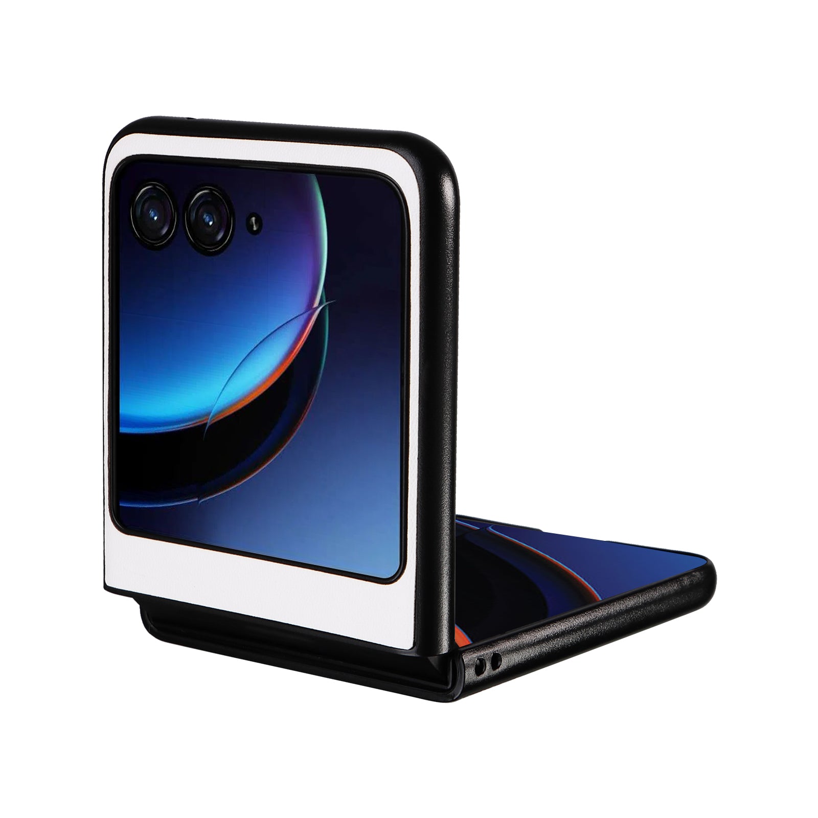 Uniqkart for Motorola Razr 40 Ultra 5G Drop-Proof Phone Cover Shockproof Slim PU+PC Phone Case - White