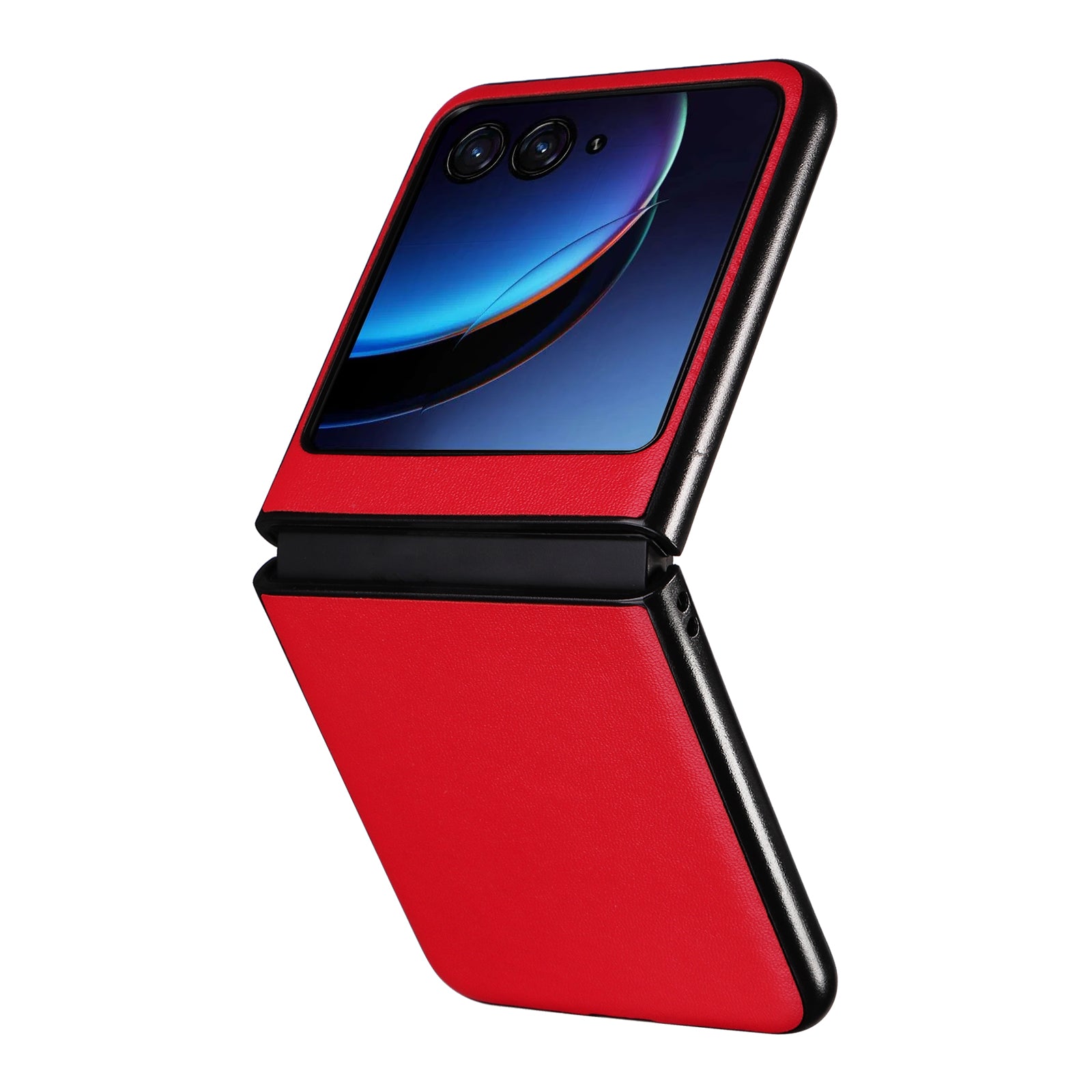 Uniqkart for Motorola Razr 40 Ultra 5G Drop-Proof Phone Cover Shockproof Slim PU+PC Phone Case - Red