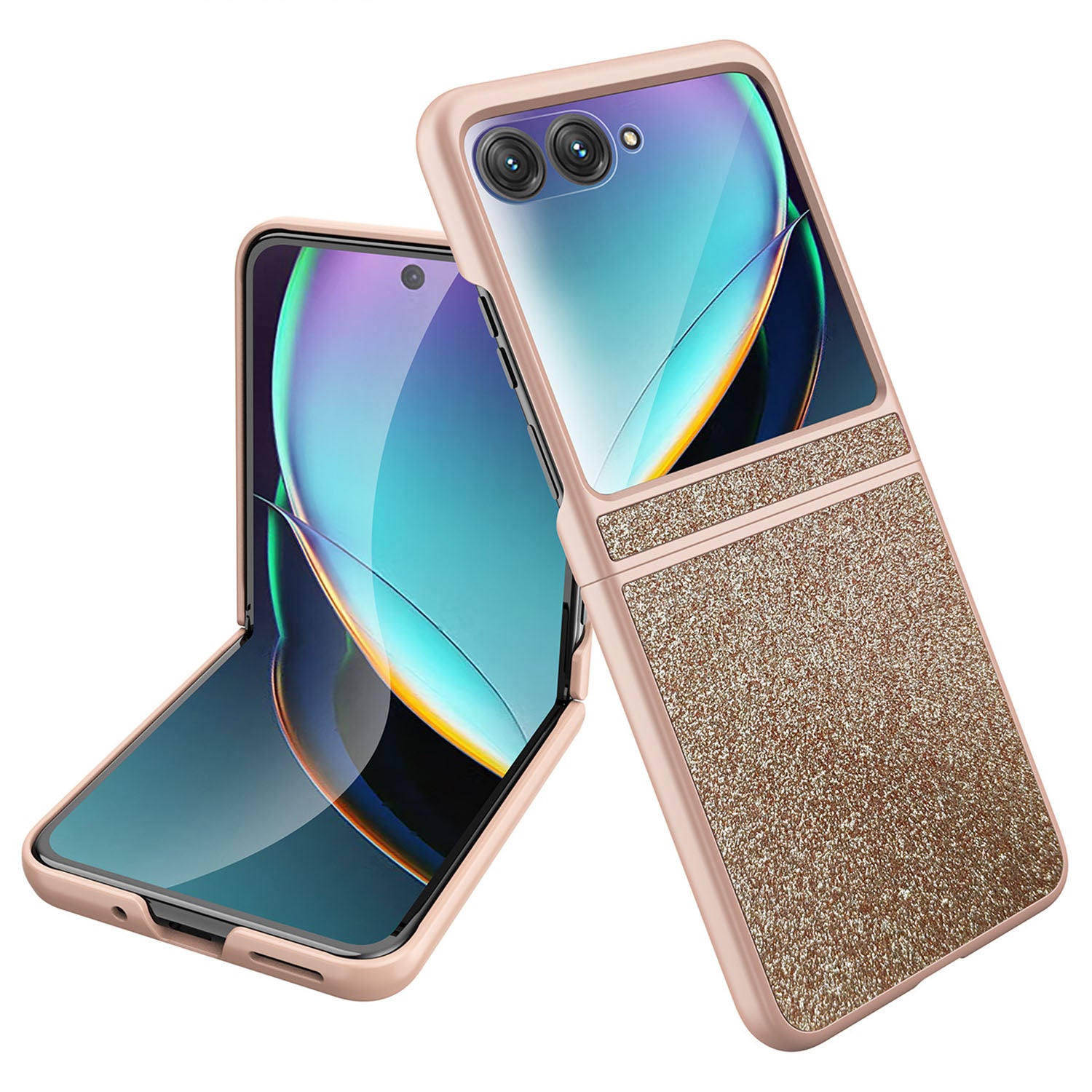 Uniqkart for Motorola Razr 40 Ultra 5G Sparkle Glitter Phone Case Hard PC Protective Cover - Gold