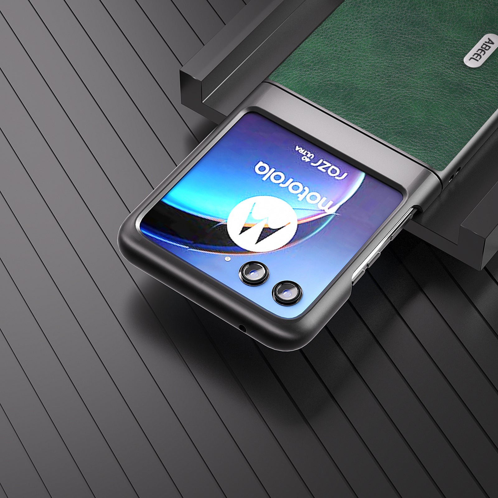 Uniqkart For Motorola Razr 40 Ultra 5G PU Leather Coated PC Phone Case Litchi Texture Anti-Drop Protective Cover - Green