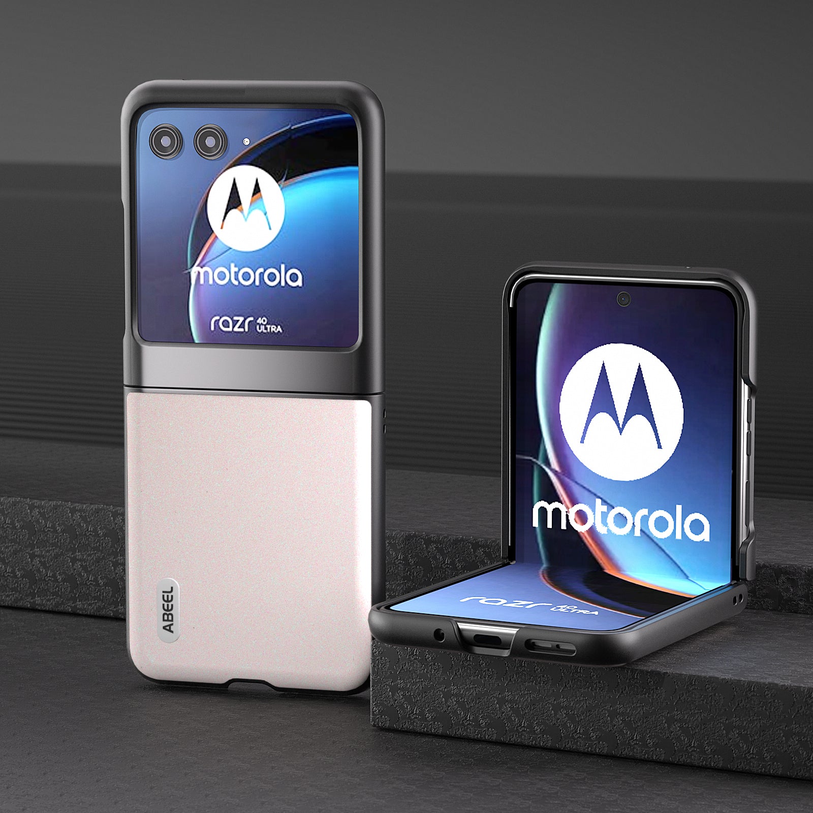 Uniqkart For Motorola Razr 40 Ultra 5G Glitter Sparkle Phone Case PU Leather + PC Anti-Scratch Cover - White