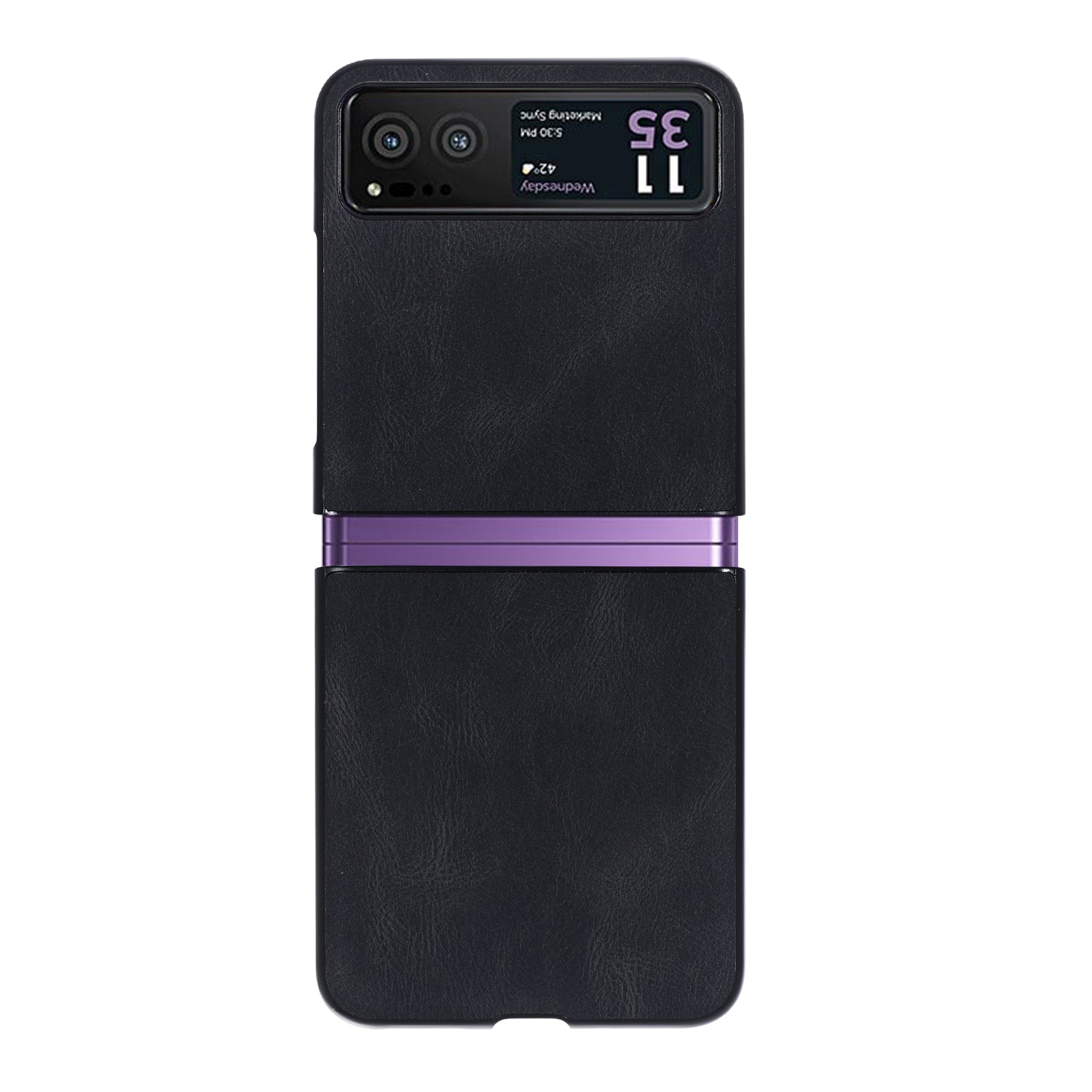 Uniqkart for Motorola Razr 40 5G PU Leather + Hard PC Shell Retro Texture Shockproof Phone Cover - Black