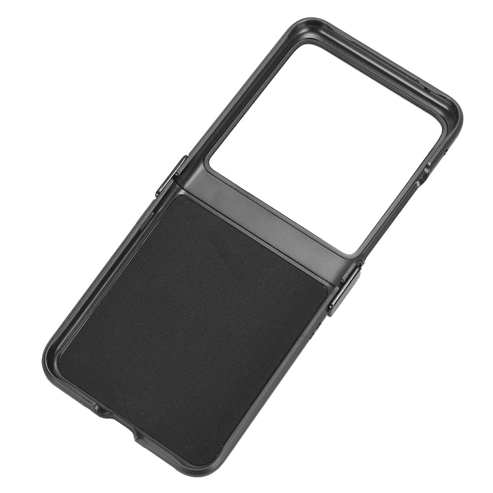 Protective Cover for Motorola Razr 40 Ultra 5G , Sandskin Texture PU Leather Coated Acrylic Folding Phone Case - Gold