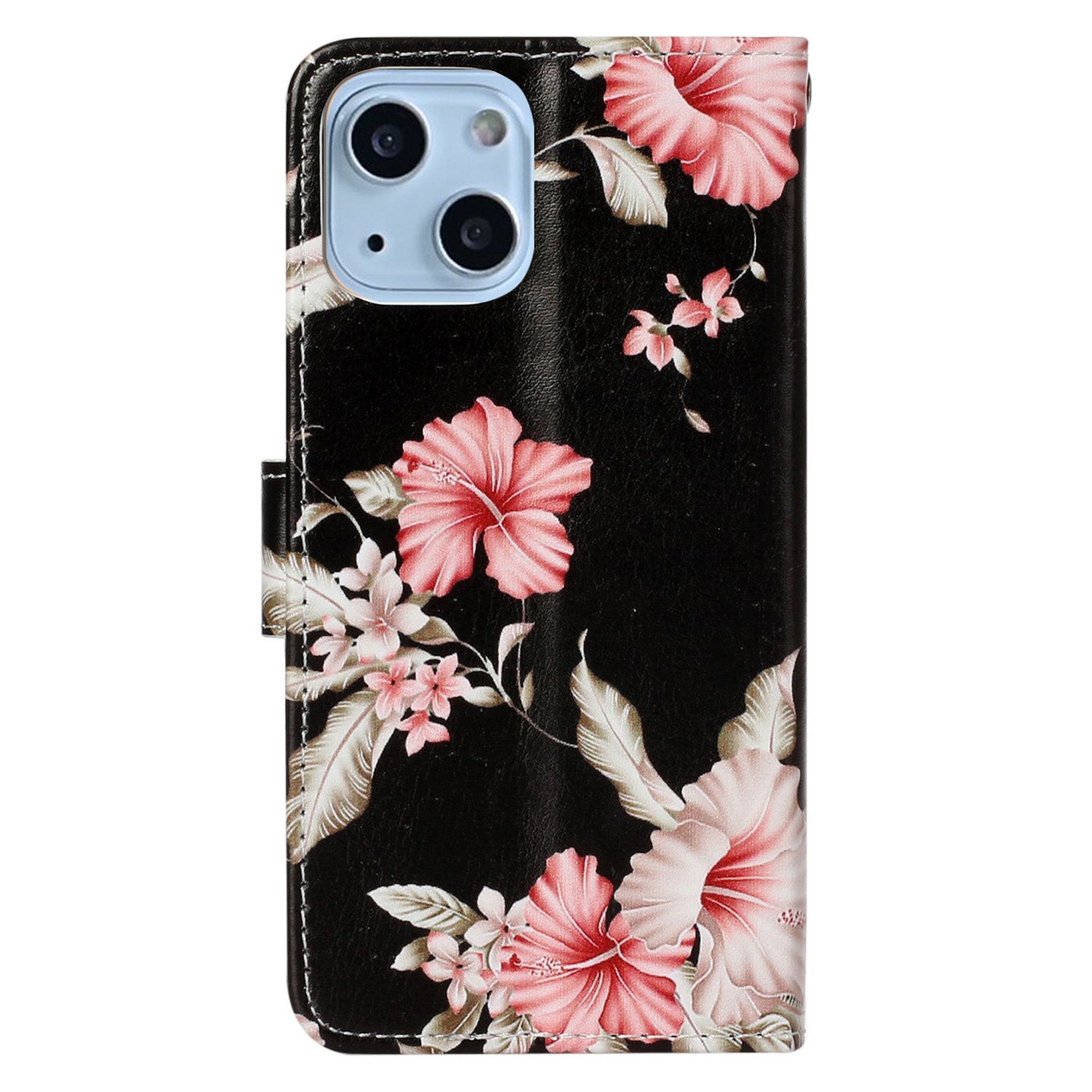 Wallet Phone Case for iPhone 15 , Stand PU Leather Pattern Printing Phone Cover - Azalea