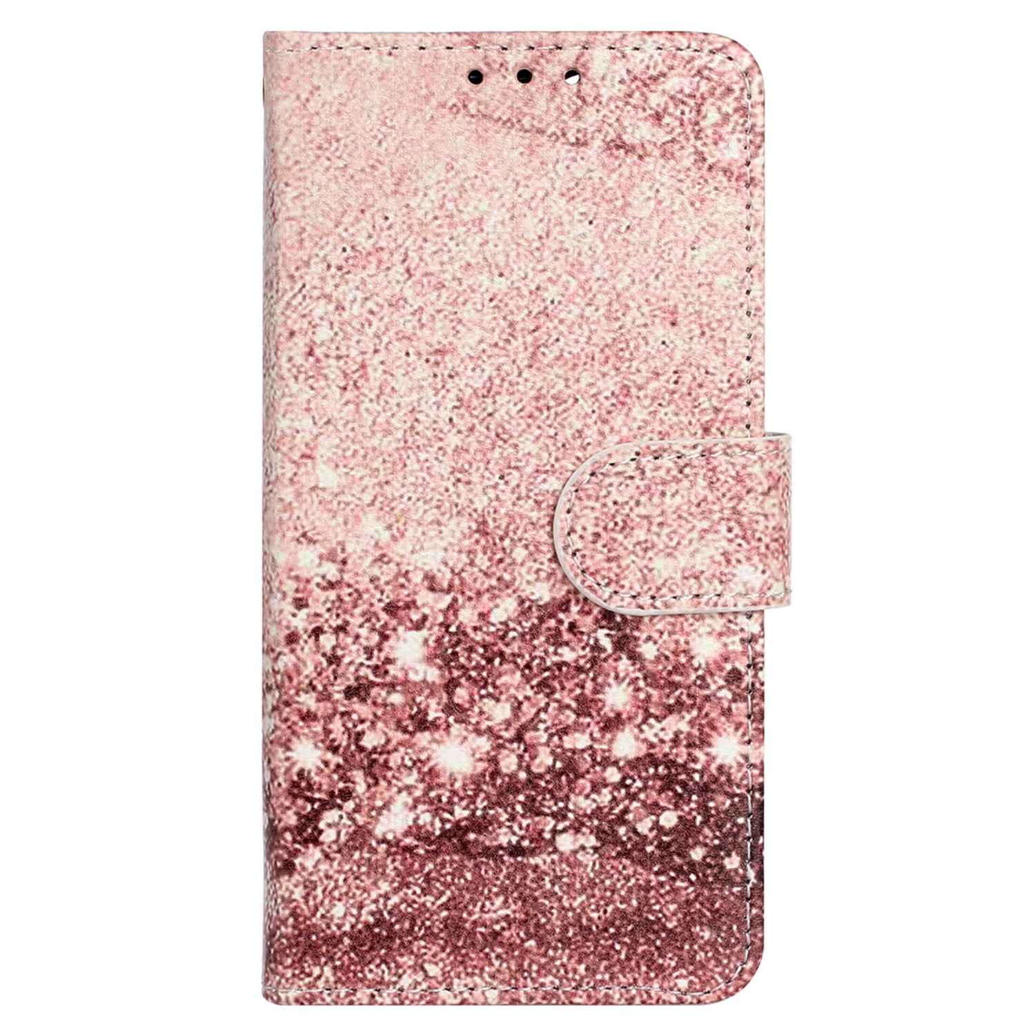 Wallet Phone Case for iPhone 15 , Stand PU Leather Pattern Printing Phone Cover - Rose Gold