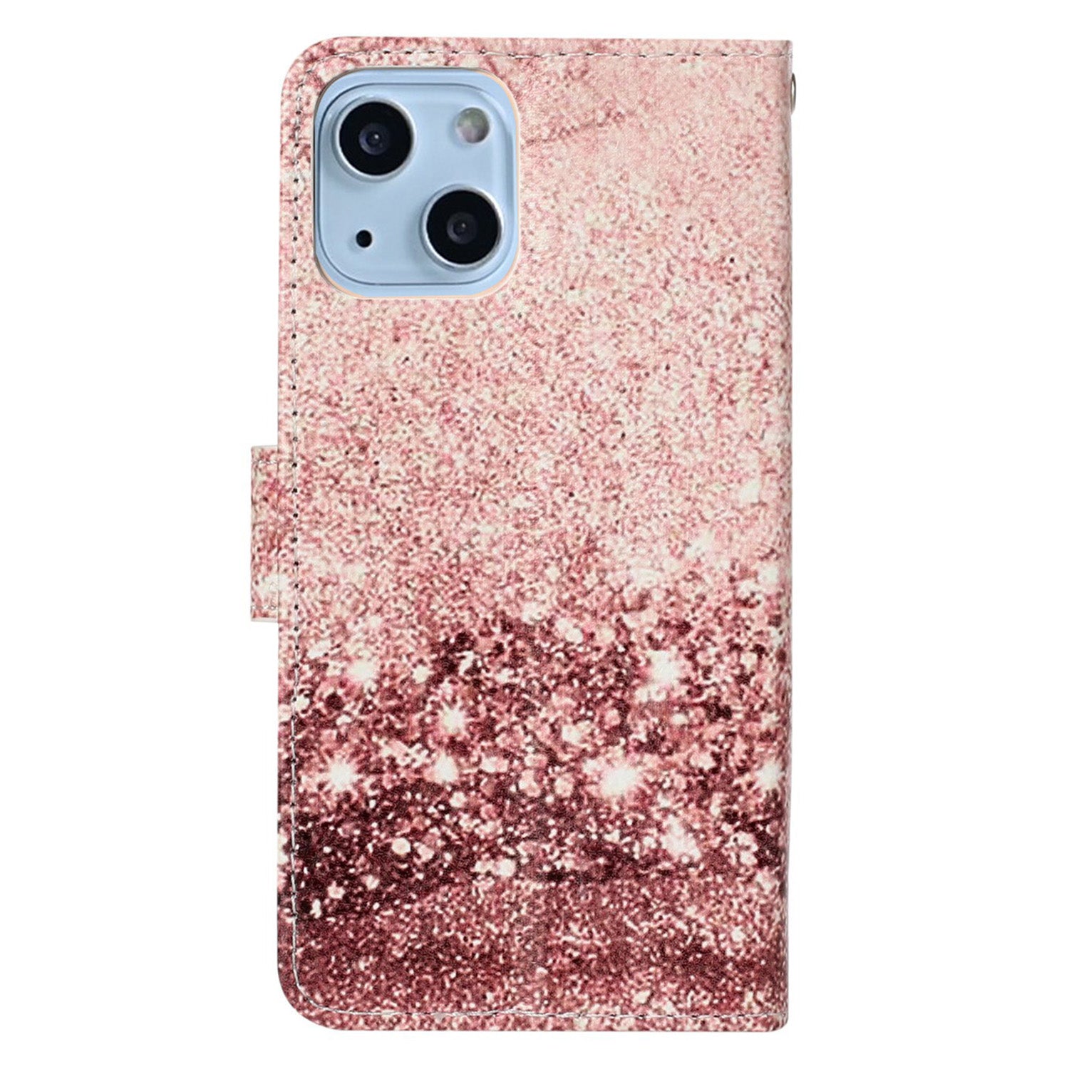 Wallet Phone Case for iPhone 15 , Stand PU Leather Pattern Printing Phone Cover - Rose Gold