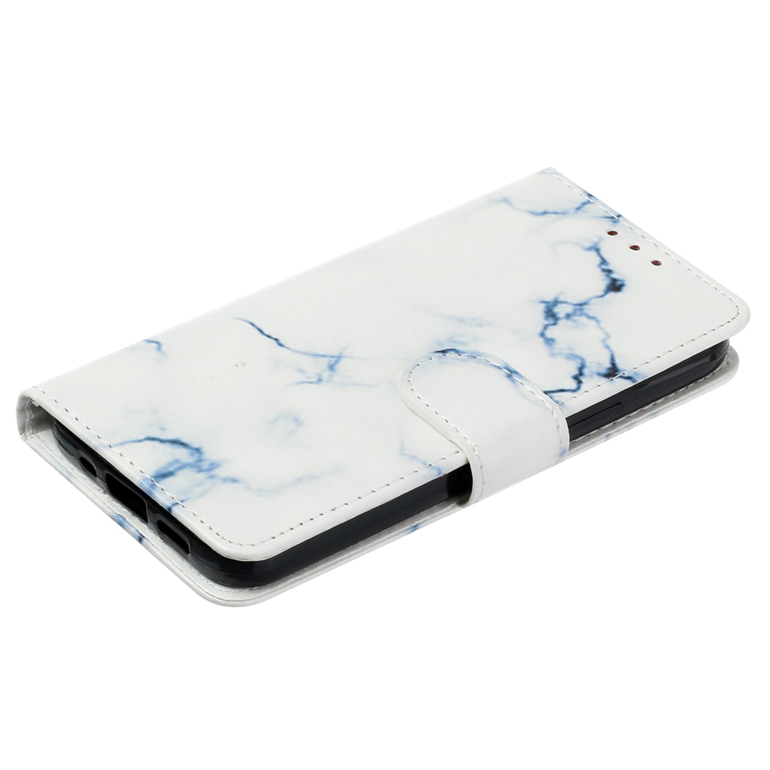 Wallet Phone Case for iPhone 15 , Stand PU Leather Pattern Printing Phone Cover - White Marble