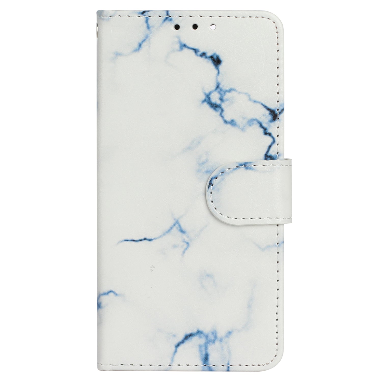 Wallet Phone Case for iPhone 15 , Stand PU Leather Pattern Printing Phone Cover - White Marble