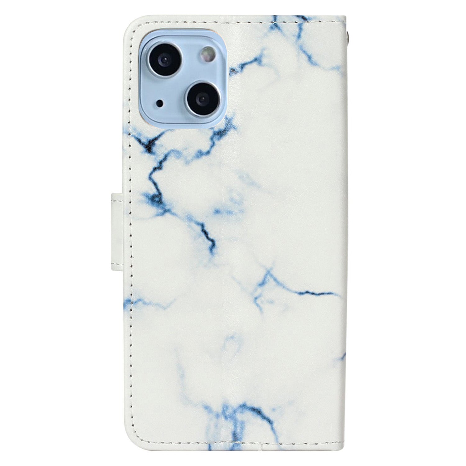 Wallet Phone Case for iPhone 15 , Stand PU Leather Pattern Printing Phone Cover - White Marble