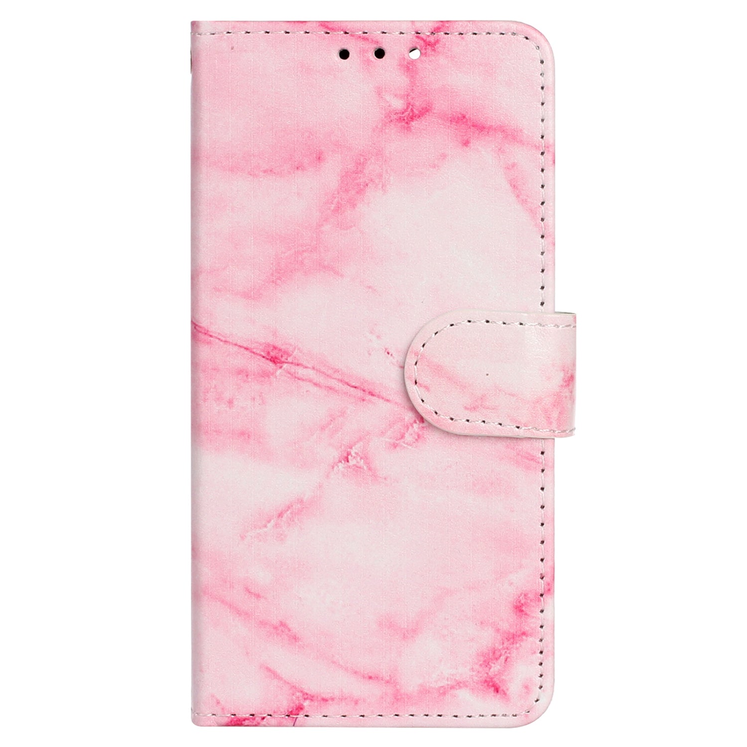 Wallet Phone Case for iPhone 15 , Stand PU Leather Pattern Printing Phone Cover - Pink Marble