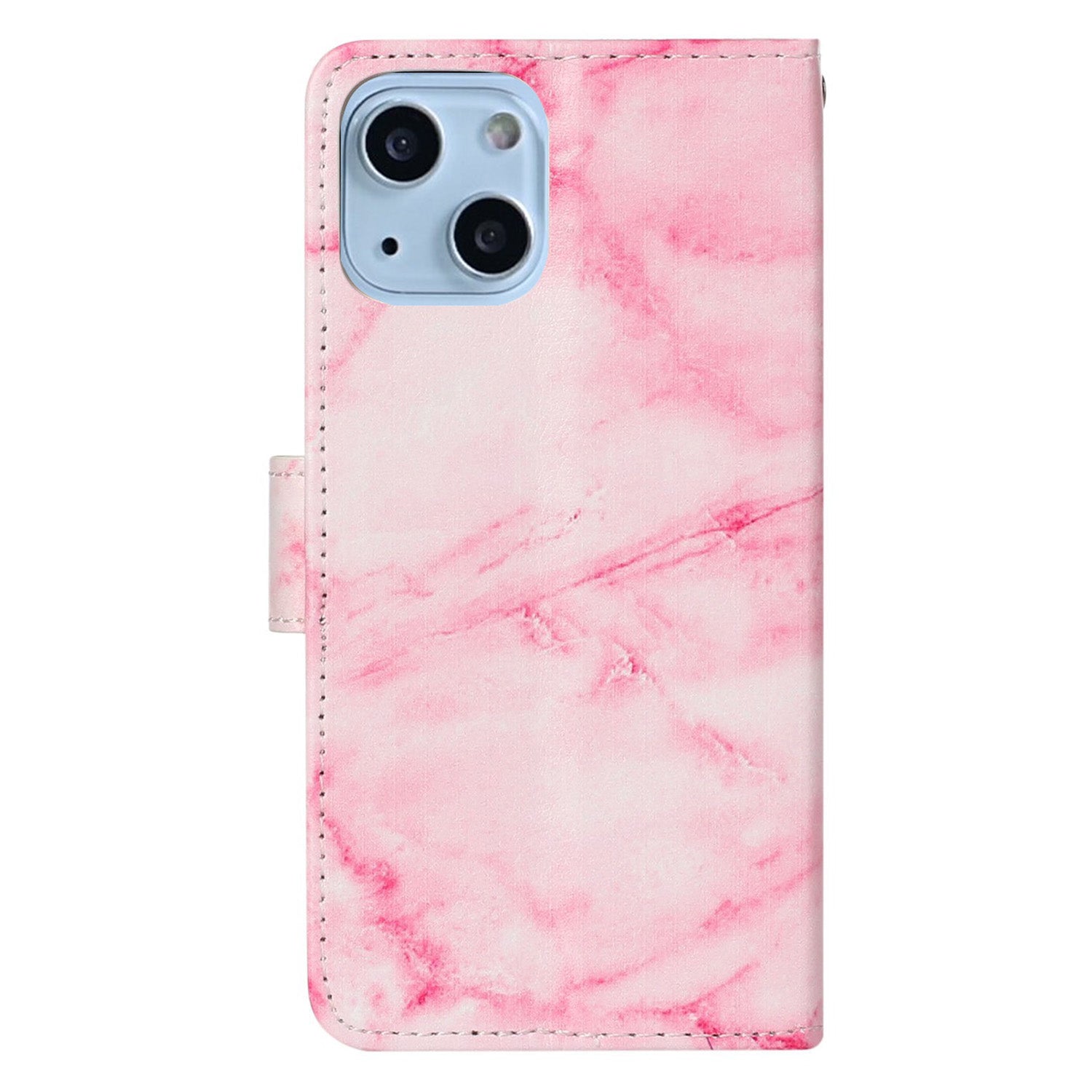 Wallet Phone Case for iPhone 15 , Stand PU Leather Pattern Printing Phone Cover - Pink Marble