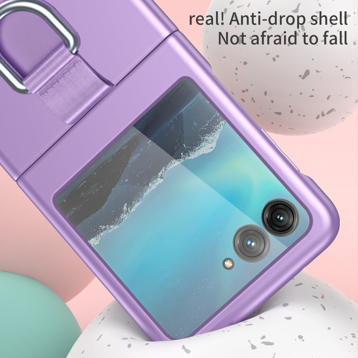 Uniqkart for Motorola Razr 40 Ultra 5G Rubberized Hard PC Phone Case Ring Holder Anti Drop Protective Cover - Green