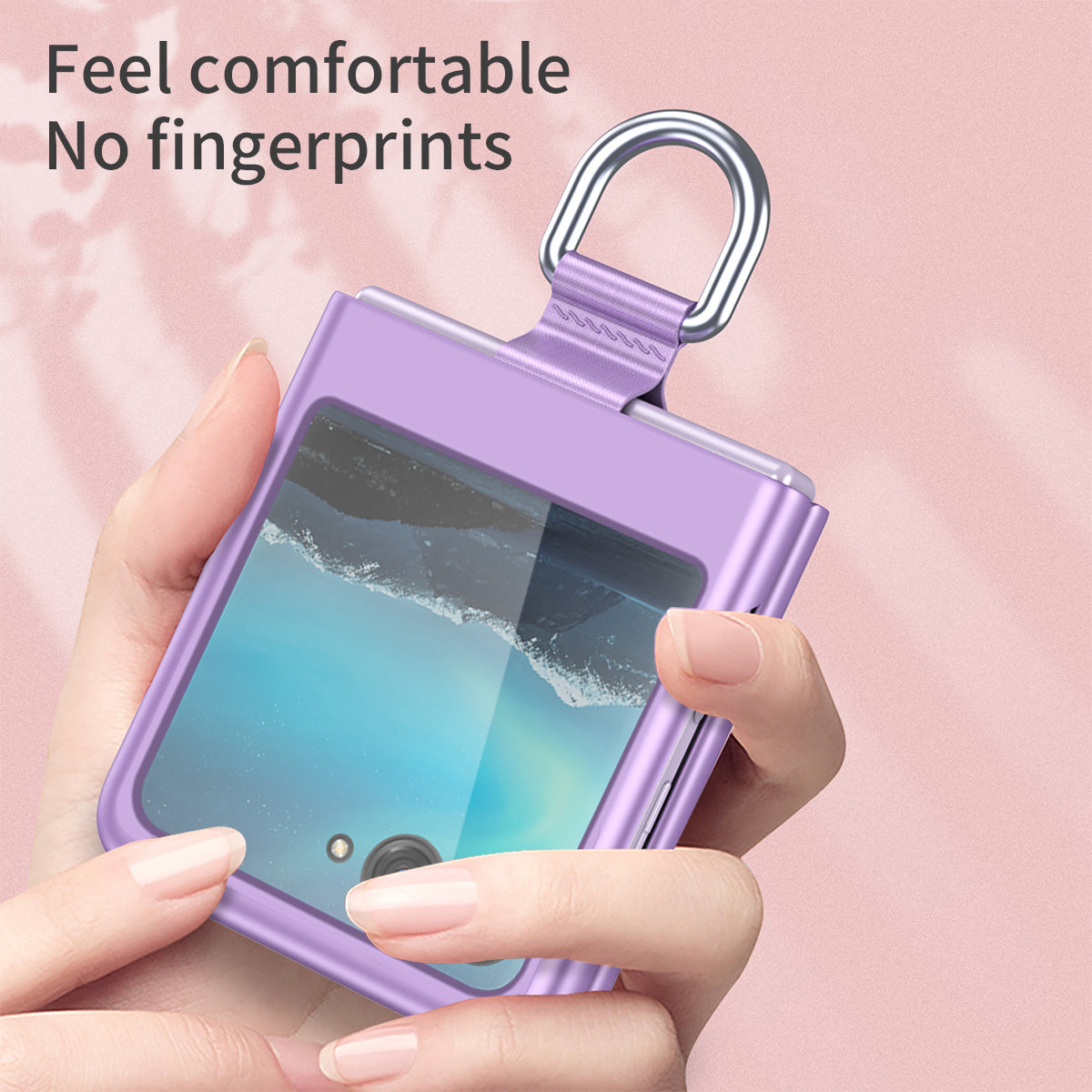 Uniqkart for Motorola Razr 40 Ultra 5G Rubberized Hard PC Phone Case Ring Holder Anti Drop Protective Cover - Rose Gold