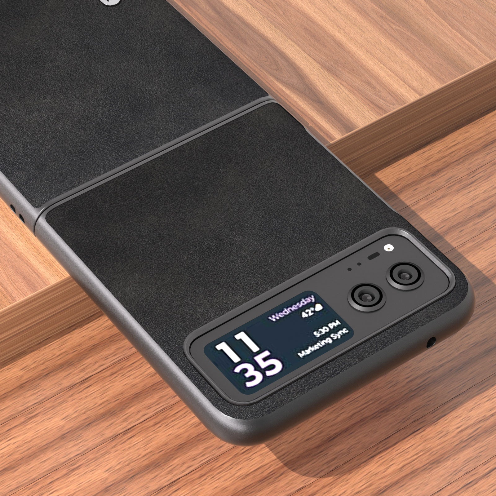 Uniqkart Cowhide Texture Back Cover for Motorola Razr 40 5G , PU Leather Coated Hard PC Phone Case - Black