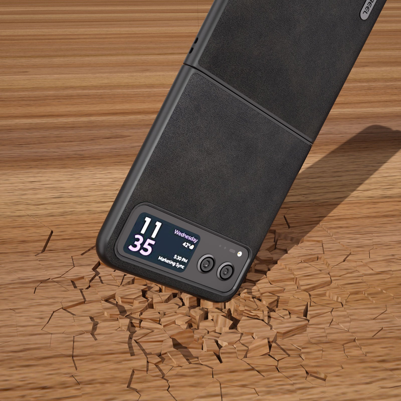 Uniqkart Cowhide Texture Back Cover for Motorola Razr 40 5G , PU Leather Coated Hard PC Phone Case - Black