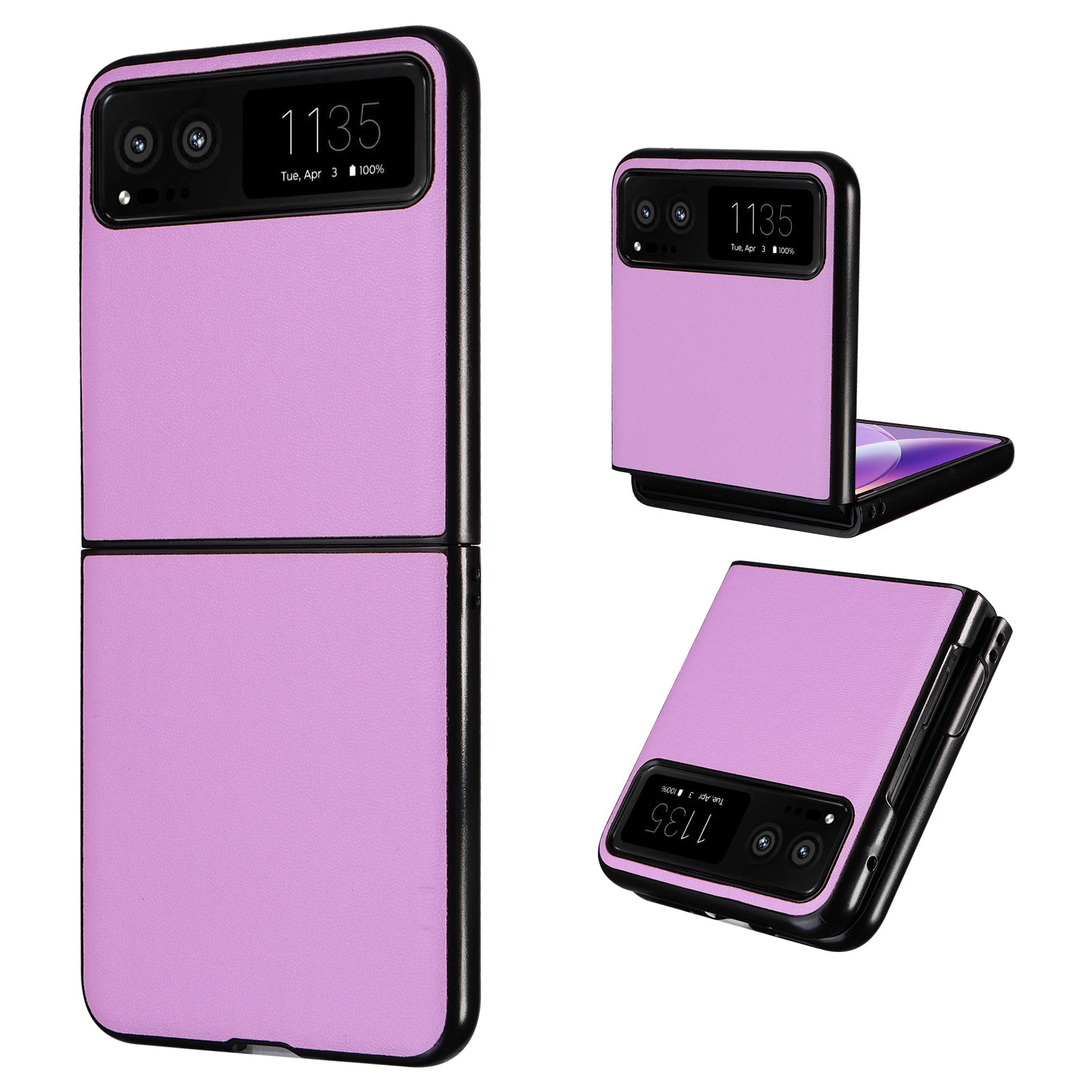 Uniqkart for Motorola Razr 40 5G Drop-proof Phone Cover Shockproof PU Leather+PC Phone Case - Purple