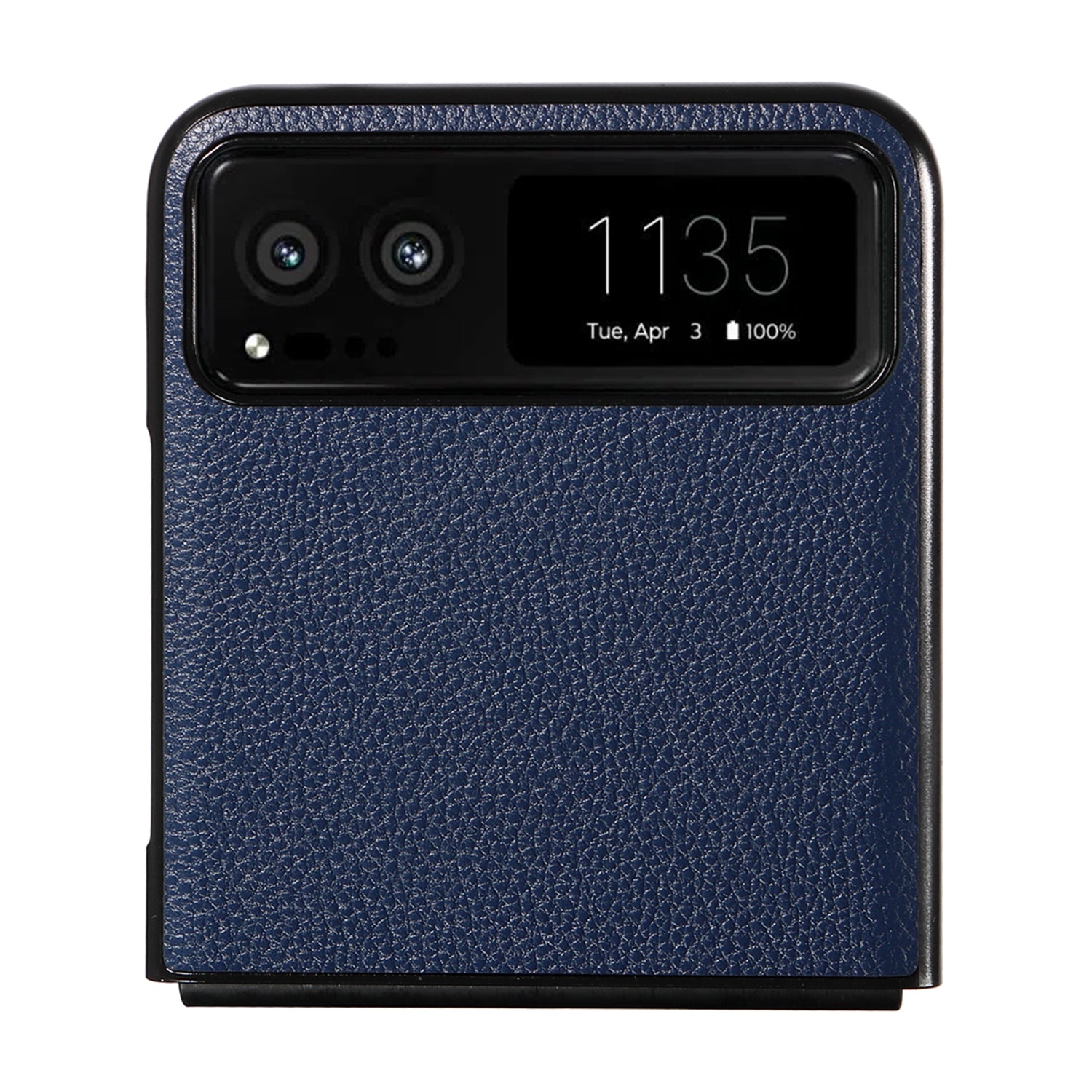 Uniqkart for Motorola Razr 40 5G Litchi Texture Phone Case PU Leather Coated PC Anti-drop Cover - Dark Blue