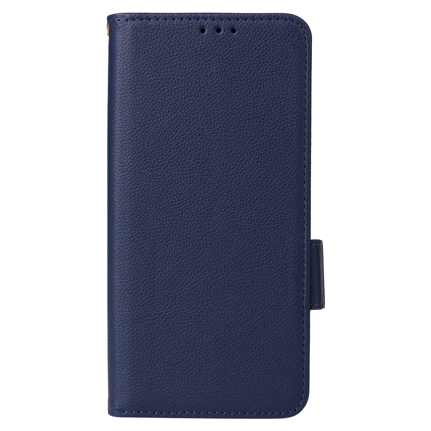 Wallet Phone Case For iPhone 15 Pro , Litchi Texture PU Leather Shell Phone Stand Cover with Strap - Dark Blue