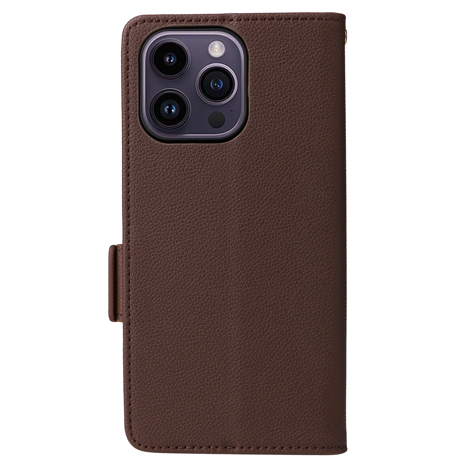 Wallet Phone Case For iPhone 15 Pro , Litchi Texture PU Leather Shell Phone Stand Cover with Strap - Brown