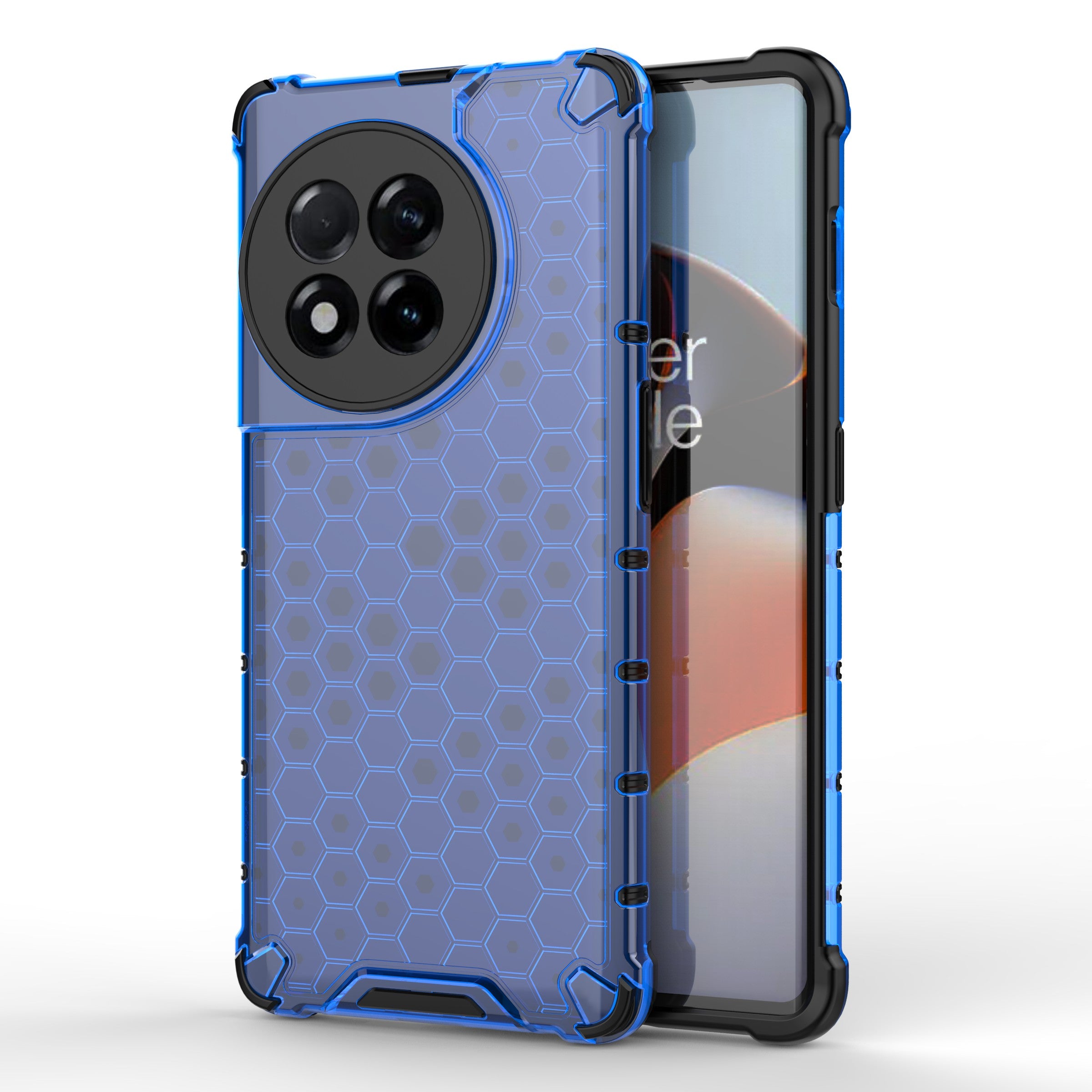 For OnePlus Ace 2 5G / 11R 5G Honeycomb Texture Back Cover Anti-drop TPU+PC Phone Case - Blue