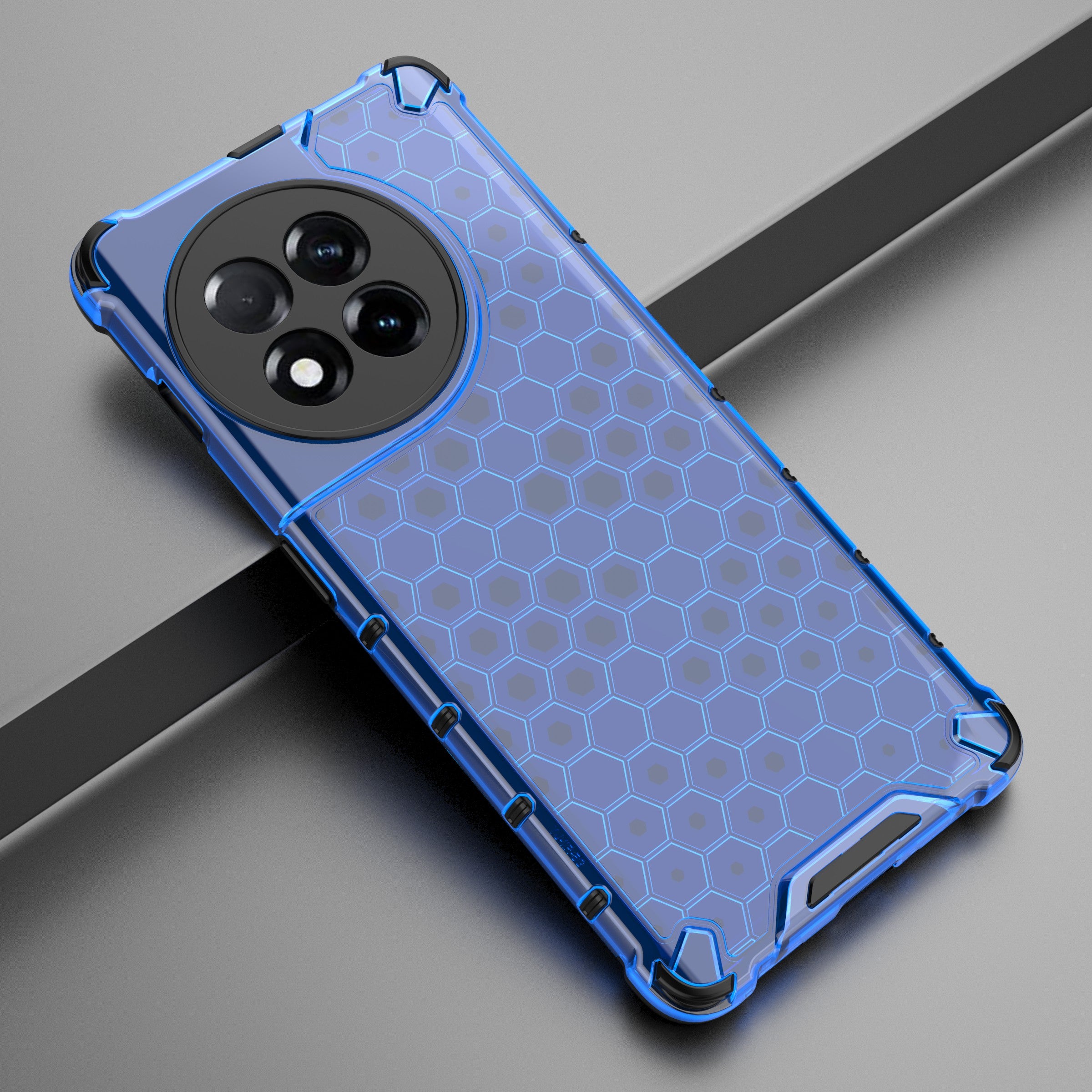 For OnePlus Ace 2 5G / 11R 5G Honeycomb Texture Back Cover Anti-drop TPU+PC Phone Case - Blue
