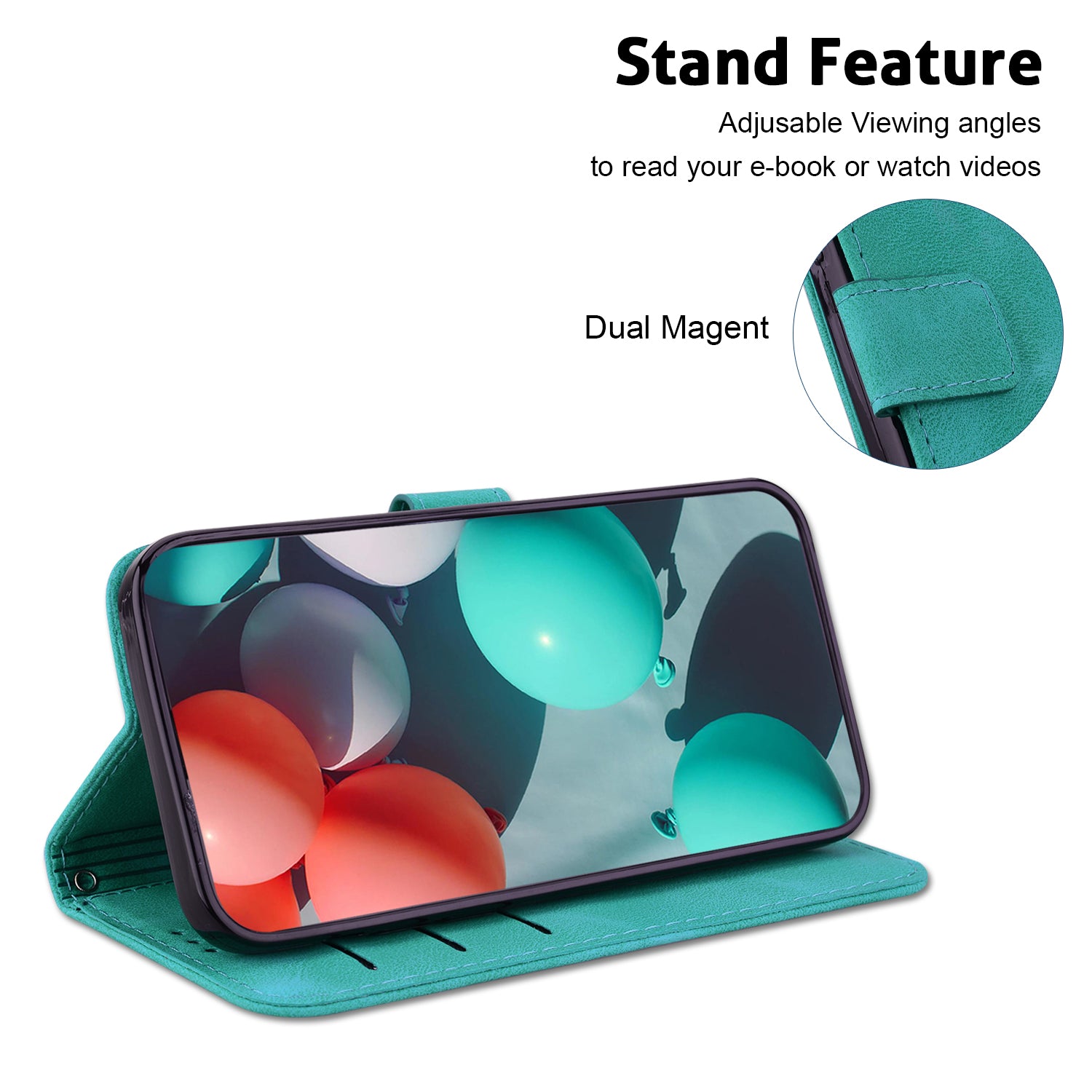 Wallet Stand Cell Phone Cover for OnePlus 11 5G , 7-Shape Imprinted PU Leather Phone Case - Green