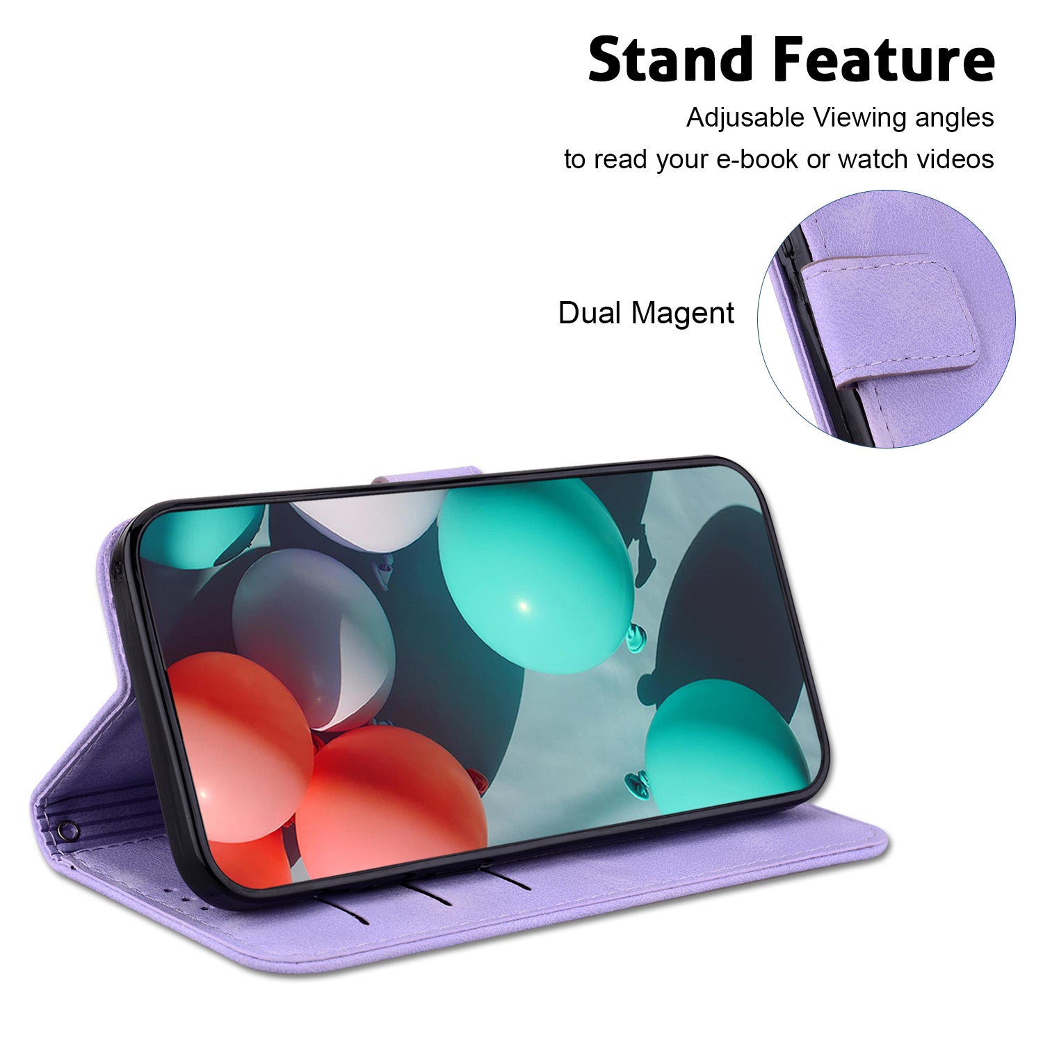 Wallet Stand Cell Phone Cover for OnePlus 11 5G , 7-Shape Imprinted PU Leather Phone Case - Purple