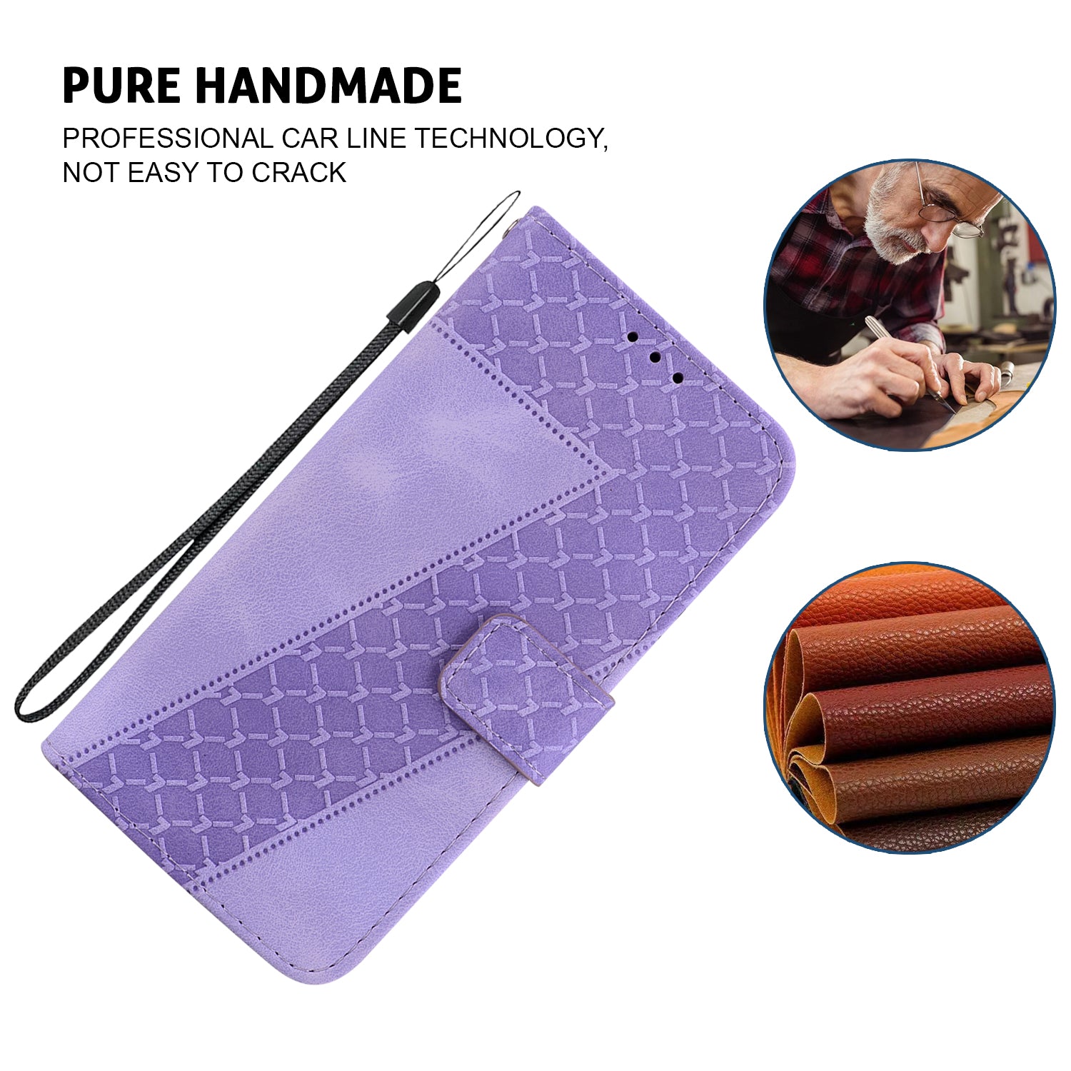 Wallet Stand Cell Phone Cover for OnePlus 11 5G , 7-Shape Imprinted PU Leather Phone Case - Purple