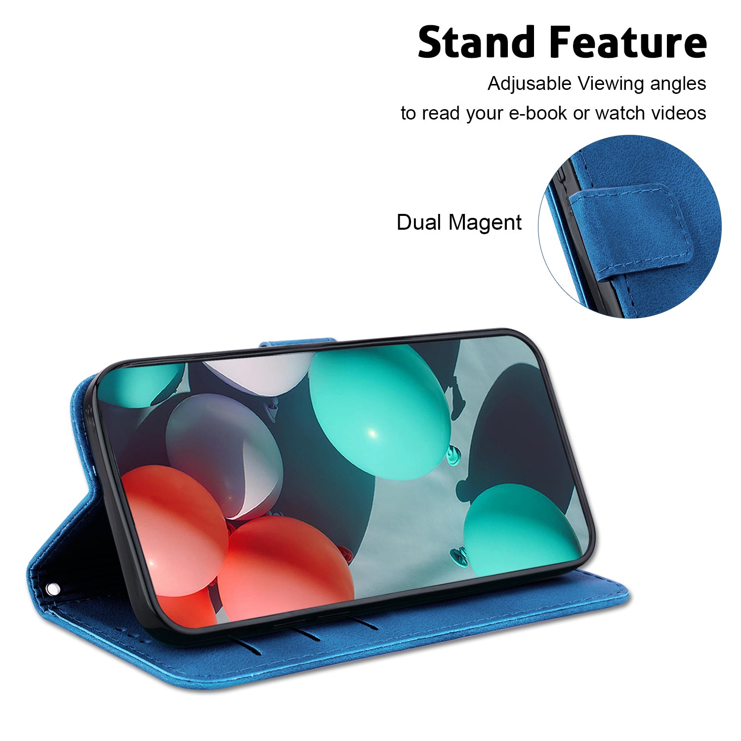 Wallet Stand Cell Phone Cover for OnePlus 11 5G , 7-Shape Imprinted PU Leather Phone Case - Dark Blue