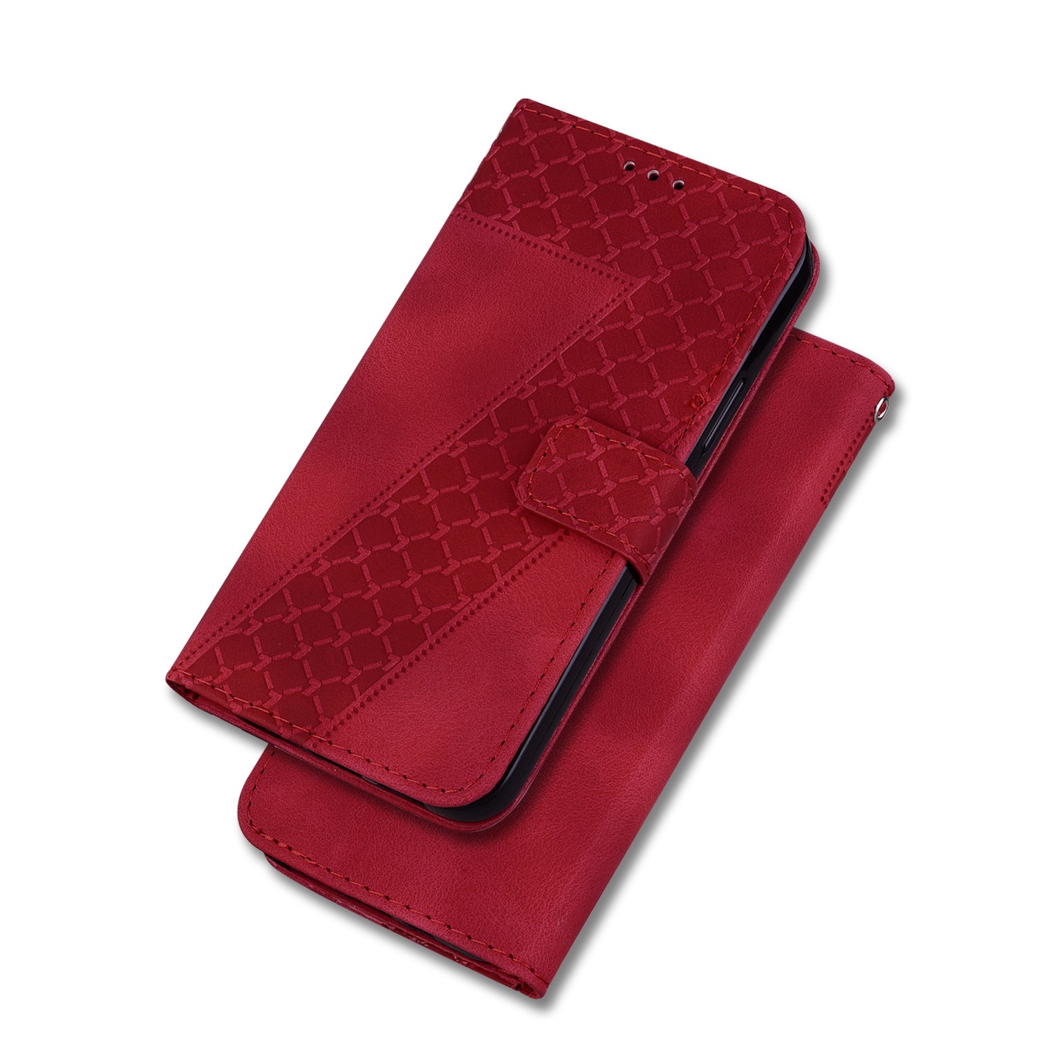 Wallet Stand Cell Phone Cover for OnePlus 11 5G , 7-Shape Imprinted PU Leather Phone Case - Red