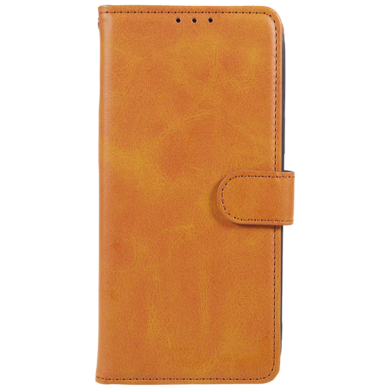 Wallet PU Leather Phone Cover for iPhone 15 Plus , Calf Texture Cell Phone Case with Stand - Khaki