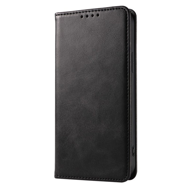 Wallet Stand Phone Leather Case for iPhone 15 , Calf Texture Shockproof Cell Phone Cover - Black