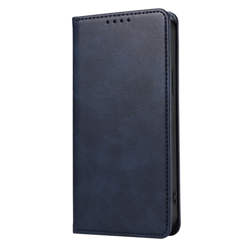 Wallet Stand Phone Leather Case for iPhone 15 , Calf Texture Shockproof Cell Phone Cover - Blue