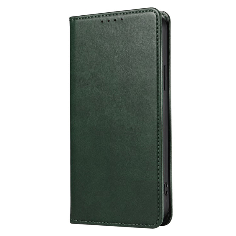 Wallet Stand Phone Leather Case for iPhone 15 , Calf Texture Shockproof Cell Phone Cover - Green