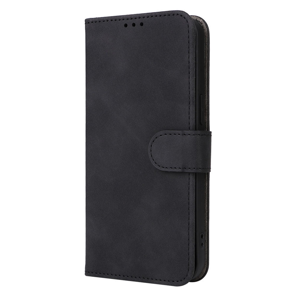 Wallet Phone Cover for iPhone 15 Pro , Skin-touch PU Leather Stand Cell Phone Case - Black