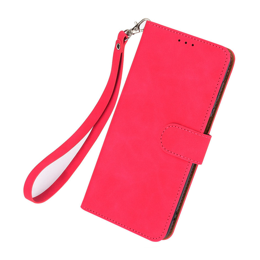 Wallet Phone Cover for iPhone 15 Pro , Skin-touch PU Leather Stand Cell Phone Case - Rose