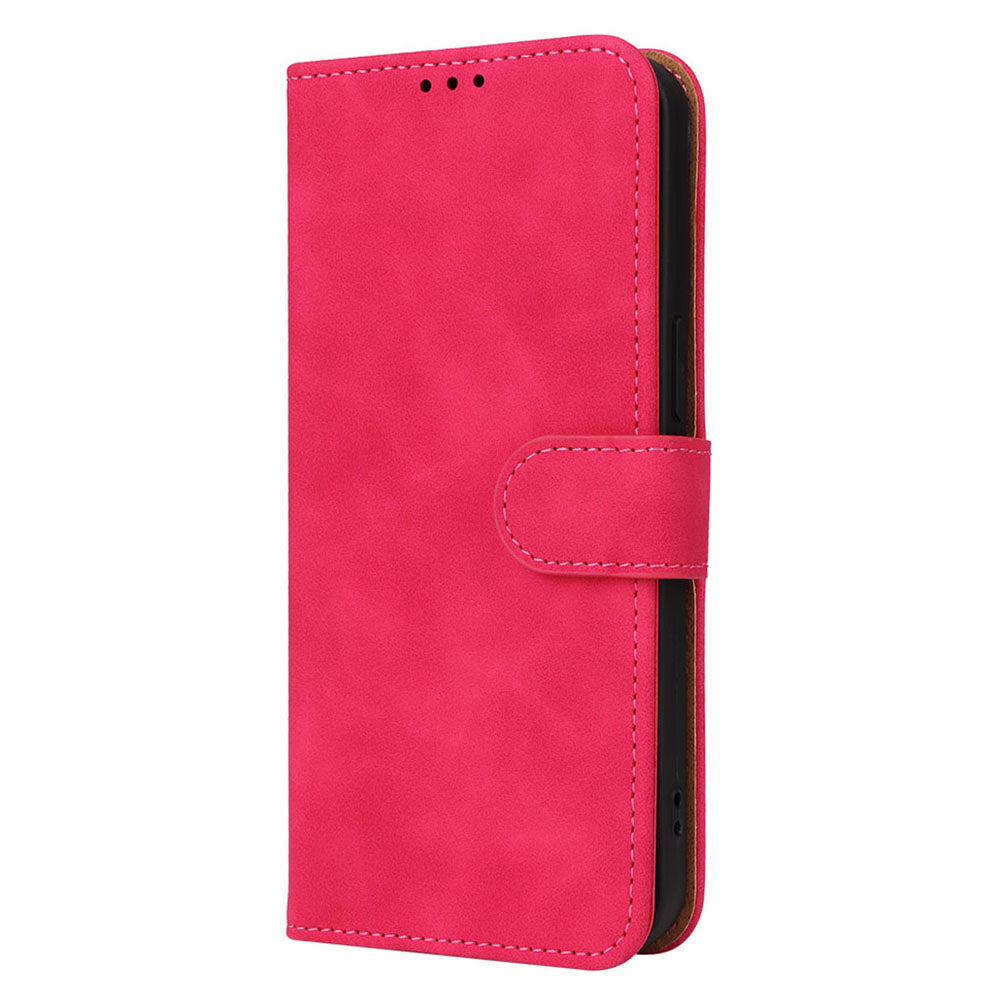 Wallet Phone Cover for iPhone 15 Pro , Skin-touch PU Leather Stand Cell Phone Case - Rose