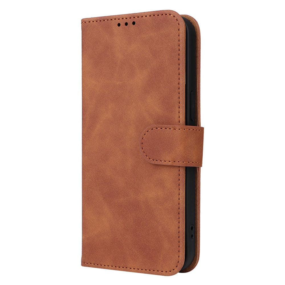 Wallet Phone Cover for iPhone 15 Pro , Skin-touch PU Leather Stand Cell Phone Case - Brown